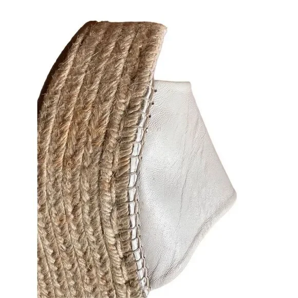 Free People Leather Coastal Platform Wedge Espadrille White Size 39 - Picture 7 of 10